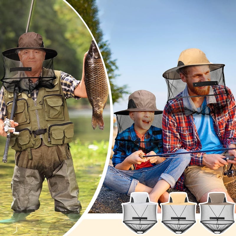 Sureio 6 Pcs Mosquito Net Hat with Zipper, Sun Netting Cap Beekeeping Fly Protection Mesh Mask Hat Mosquito Face Cover for Men Women Outdoor Lovers Fishing Hiking Gardening Camping Beekeeping - Image 3